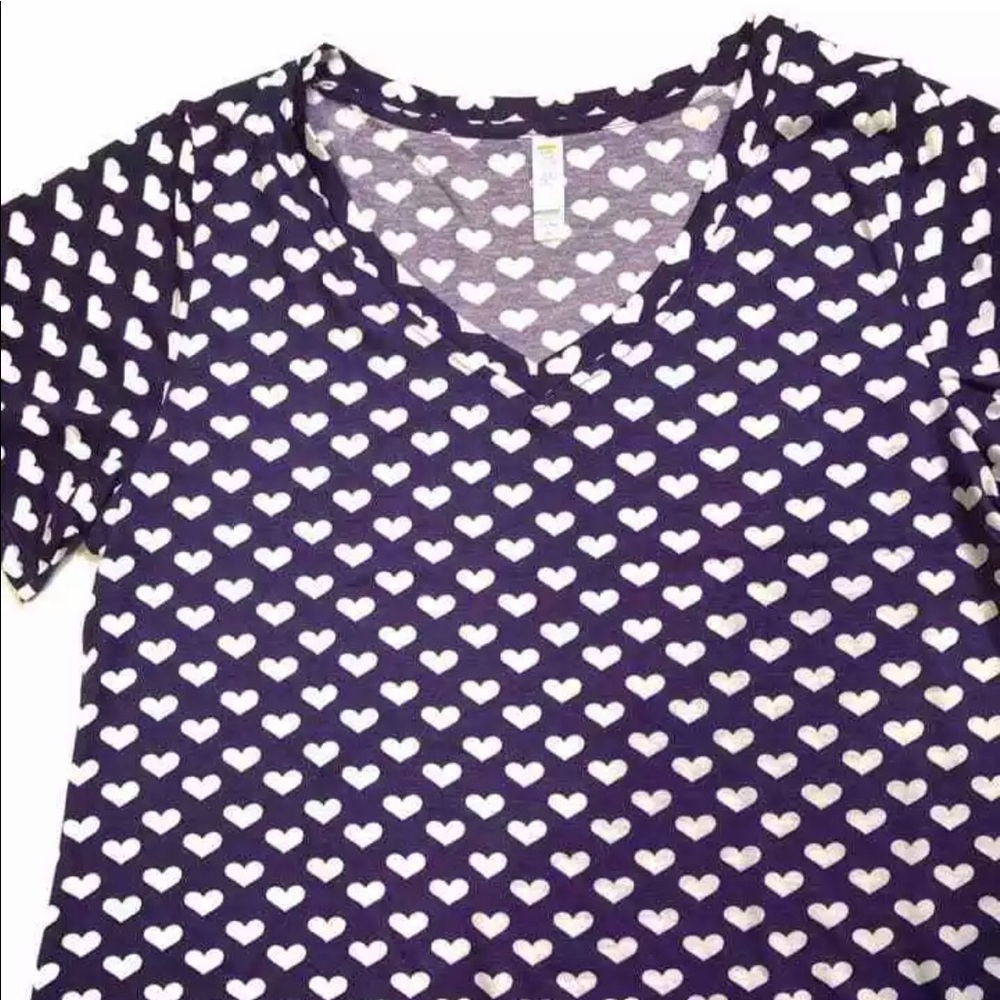 Lularoe Purple Christy White Hearts Size Small NWT
